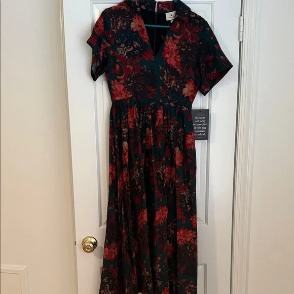 Tuckernuck Red and Black Floral Midi Dress - Picture 3 of 4